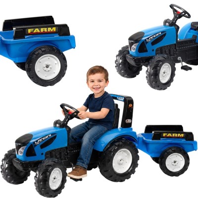 FALK Landini Blue Tractor with Trailer for Children 3+