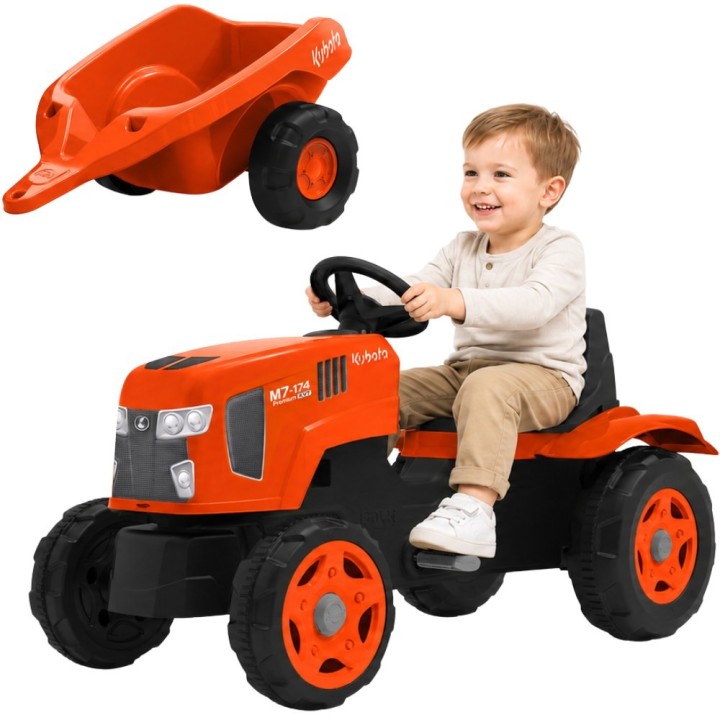 FALK Kubota Pedal Tractor with Trailer and Opening Hood 2-6 Years