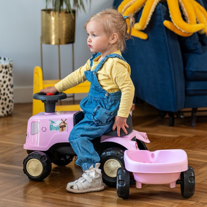 Ride-on Tractor with Trailer Pink Birdy Farm FALK - Toy 1+