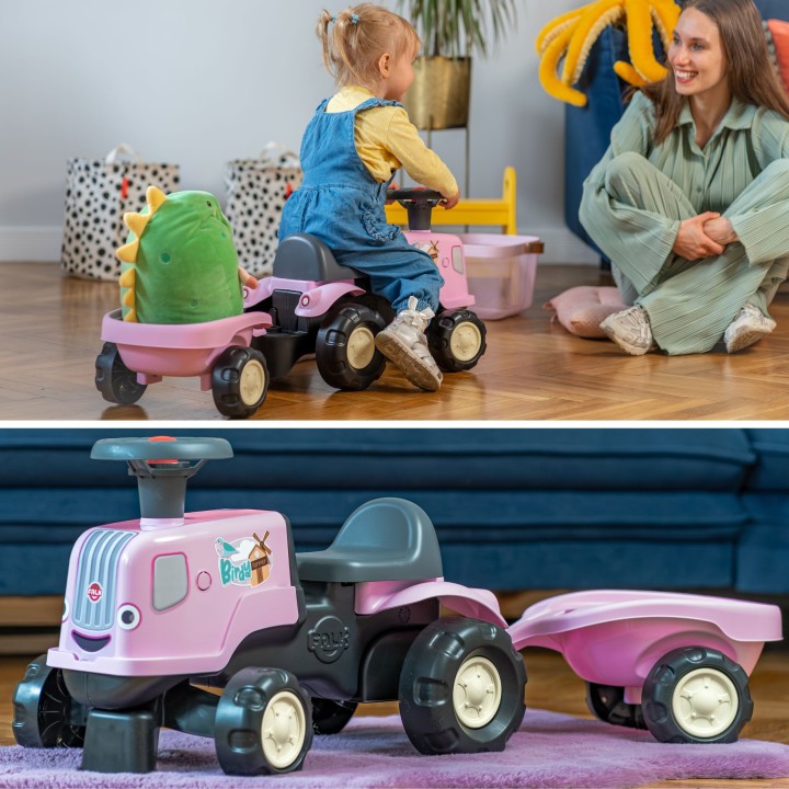 Ride-on Tractor with Trailer Pink Birdy Farm FALK - Toy 1+