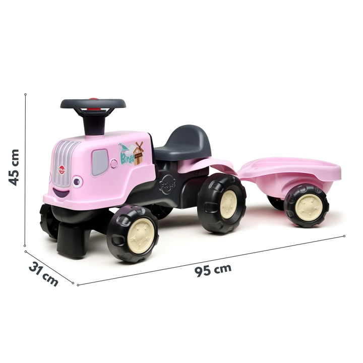 Jeździk Traktor z Przyczepą Różowy Birdy Farm FALK - Zabawka 1+