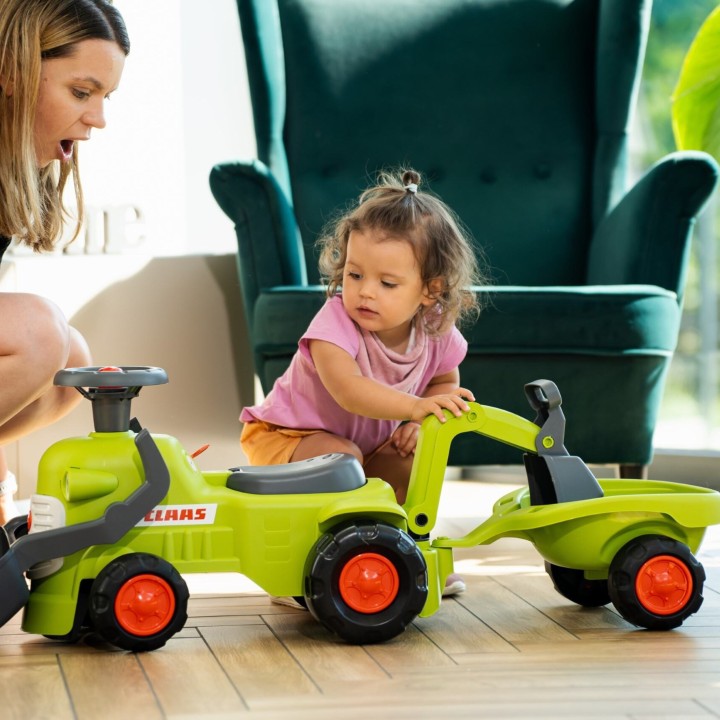 FALK Claas Tractor with Trailer, Loader and Bucket - Toy