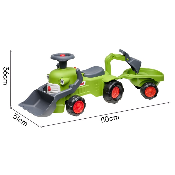 FALK Claas Tractor with Trailer, Loader and Bucket - Toy