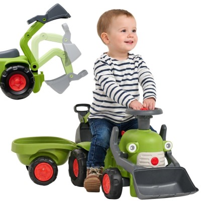 FALK Claas Tractor with Trailer, Loader and Bucket - Toy