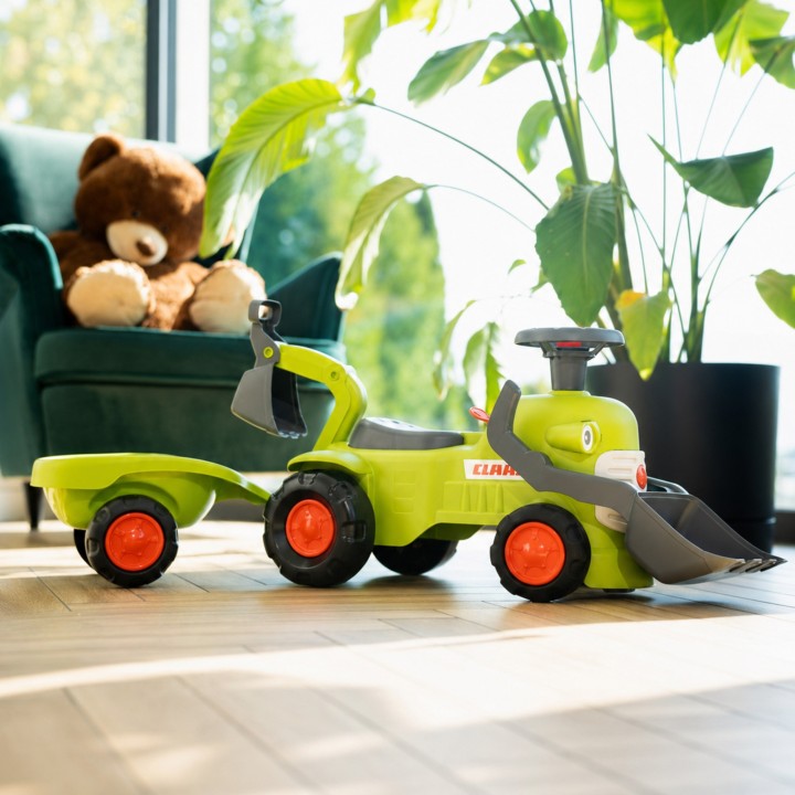FALK Claas Tractor with Trailer, Loader and Bucket - Toy