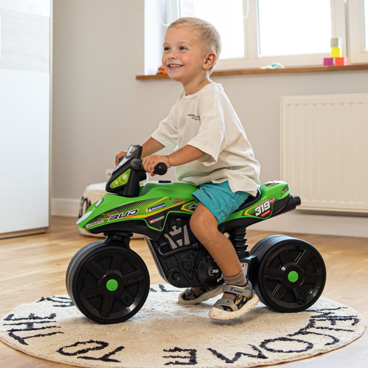 FALK Racing Ride-on Green Motorbike Wide Wheels from 1 year