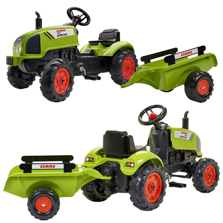 FALK Claas Green Pedal Tractor with Trailer for Children