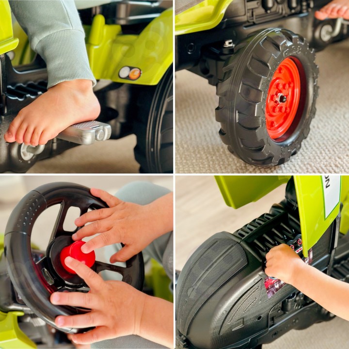 FALK Claas Green Pedal Tractor with Trailer for Children