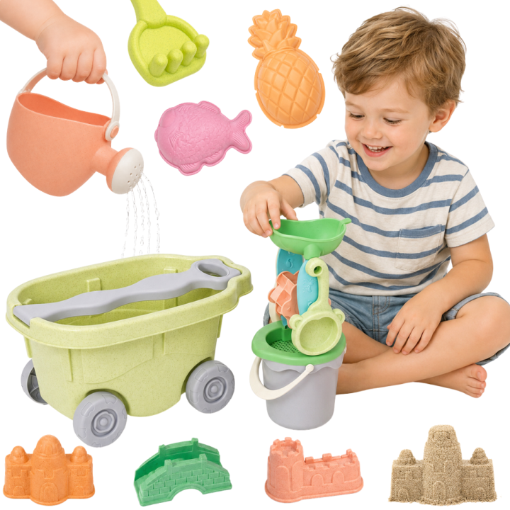 WOOPIE GREEN Sand Play Set 13 Piece Biodegradable Trolley