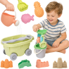 WOOPIE GREEN Sand Play Set with Cart 13 Pieces, BIODEGRADABLE ORGANIC MATERIAL