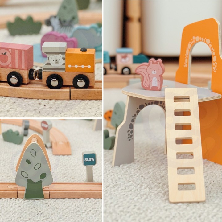 VIGA PolarB wooden train set 90 pieces - track for children