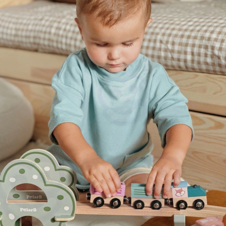 VIGA PolarB wooden train set 90 pieces - track for children