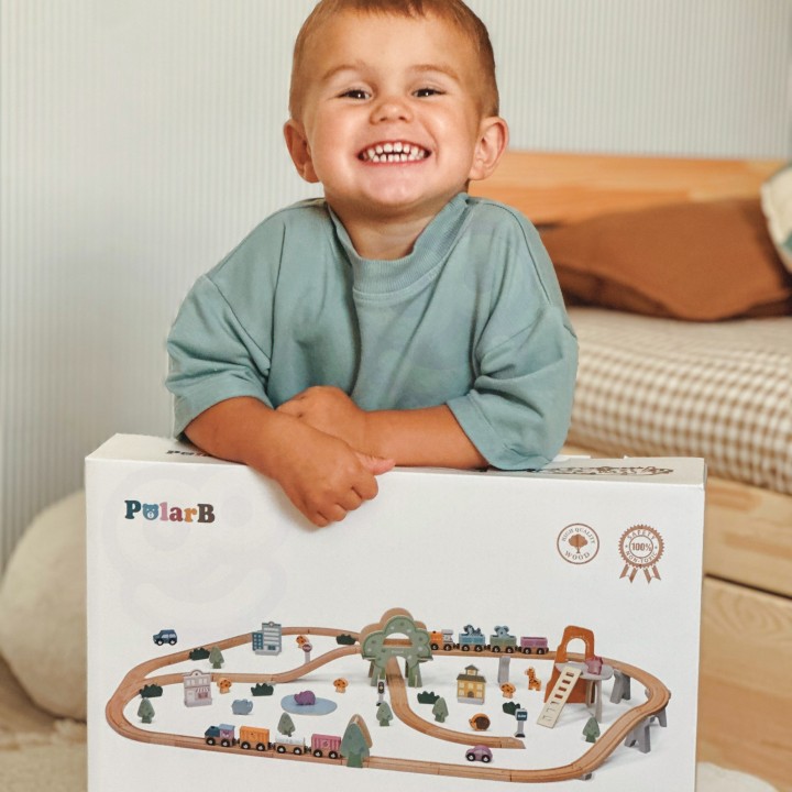 VIGA PolarB wooden train set 90 pieces - track for children
