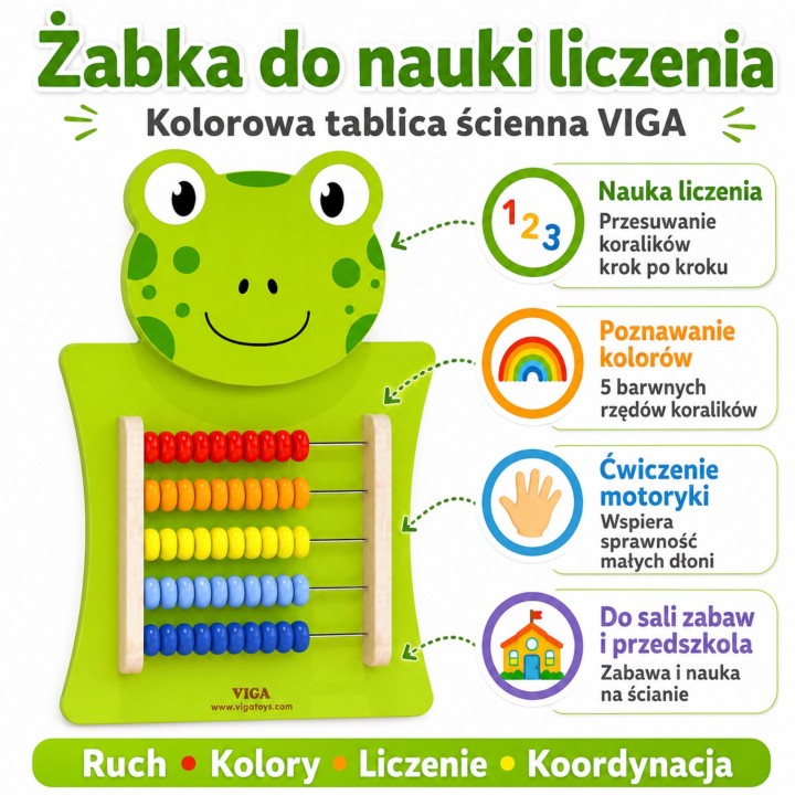 Wooden manipulation board with a Viga frog abacus - Montessori learning