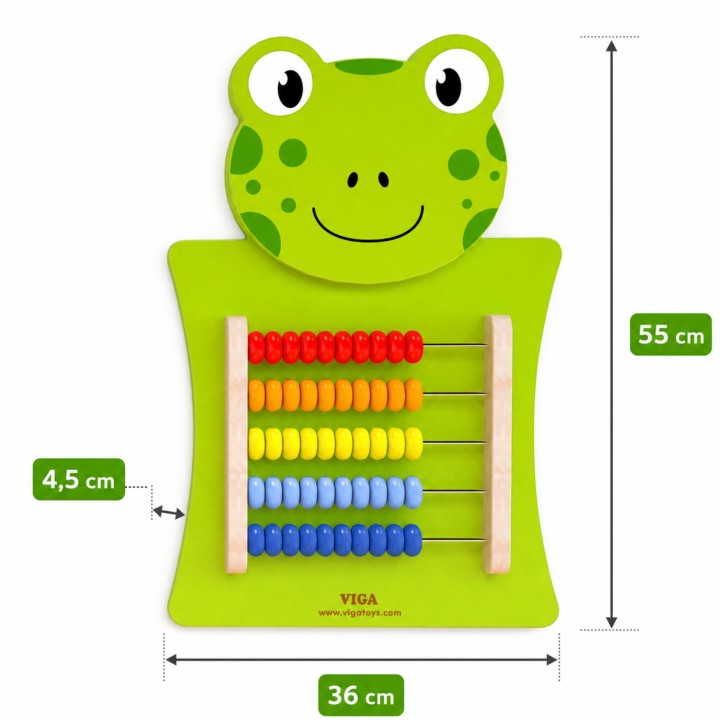 Wooden manipulation board with a Viga frog abacus - Montessori learning
