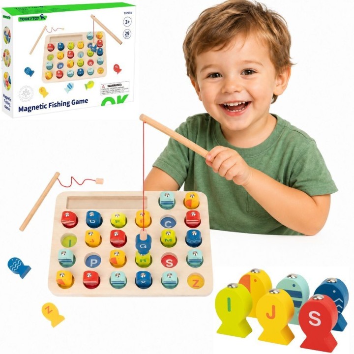 Tooky Toy Wooden Fishing Game with Letters 29 pcs.
