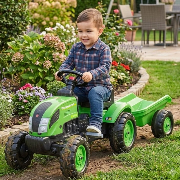 FALK Country Farmer Pedal Tractor Green 2-5 Years with Trailer