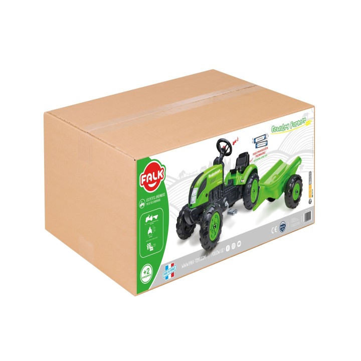 FALK Country Farmer Pedal Tractor Green 2-5 Years with Trailer