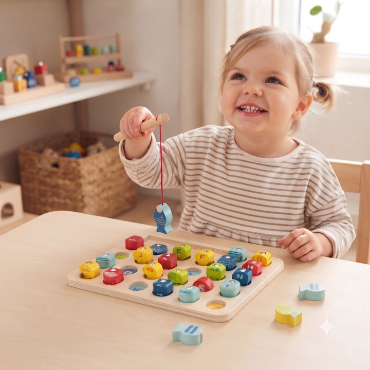 Tooky Toy Wooden Fishing Game with Letters 29 pcs.