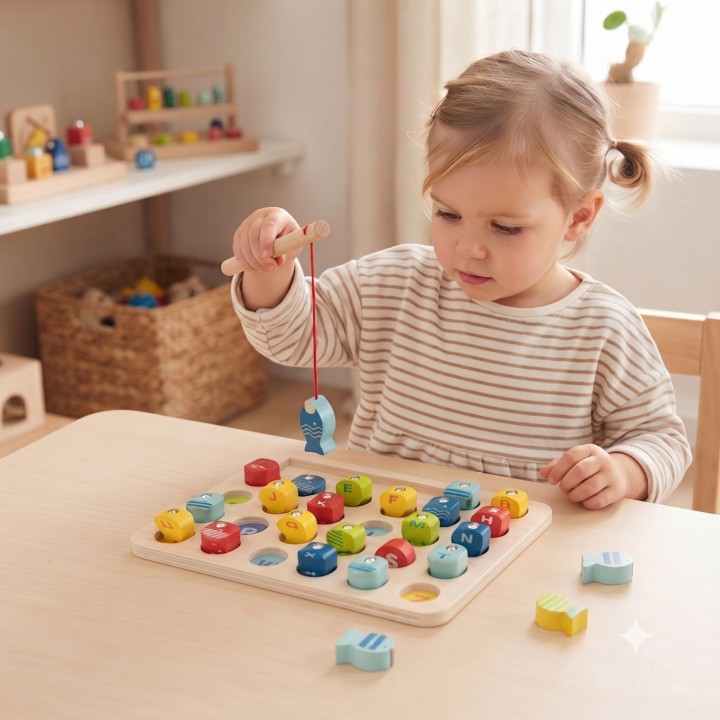Tooky Toy Wooden Fishing Game with Letters 29 pcs.