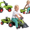 FALK Baby Claas Ride-on Tractor with Excavator, Bucket and Trailer