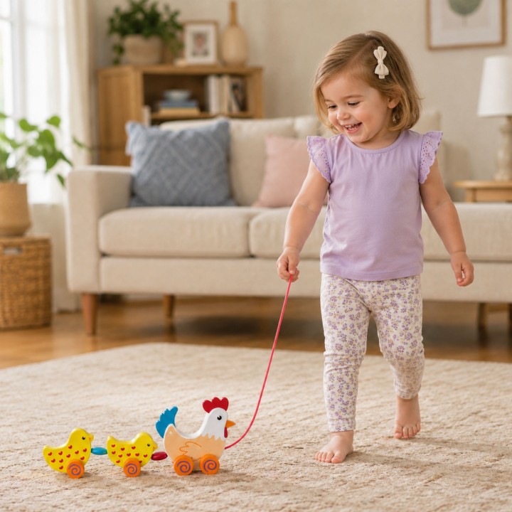 VIGA Pulling Set Hen with Chickens 36 cm - fun!