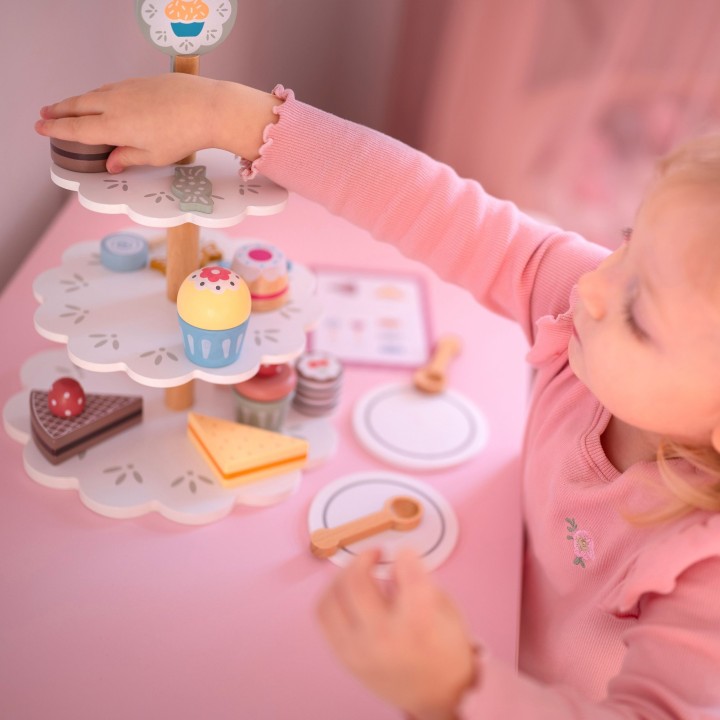 Patera Słodkości Drewniany Stojak Babeczki Ciasta Tooky Toy Edukacyja