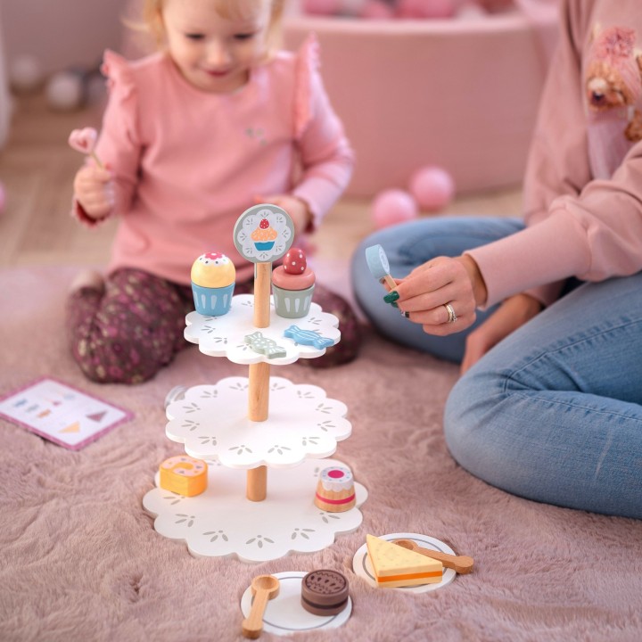Patera Słodkości Drewniany Stojak Babeczki Ciasta Tooky Toy Edukacyja