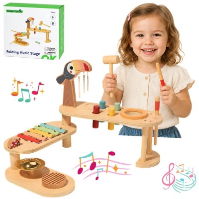 Tooky Toy Educational Music Table Wooden Instruments 8 pcs.