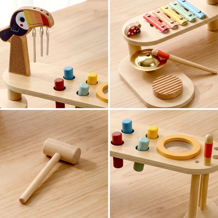 Zestaw Instrumentów Stolik Muzyczny Tooky Toy Drewniane 8 el.