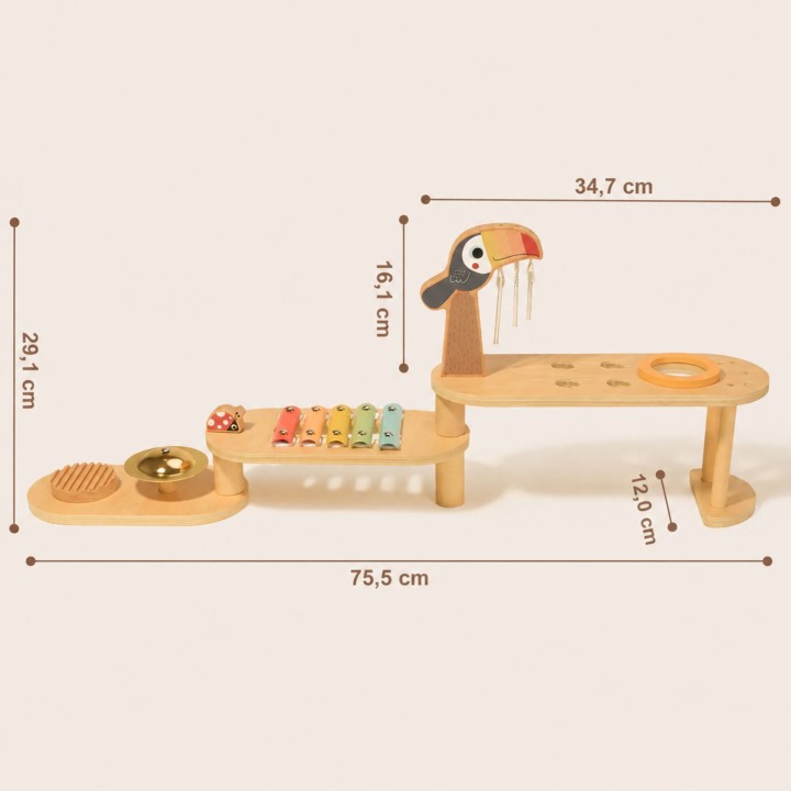 Zestaw Instrumentów Stolik Muzyczny Tooky Toy Drewniane 8 el.