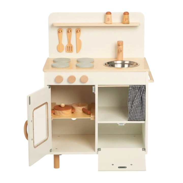 TOOKY TOY wooden beige kitchen for children - 10-piece set