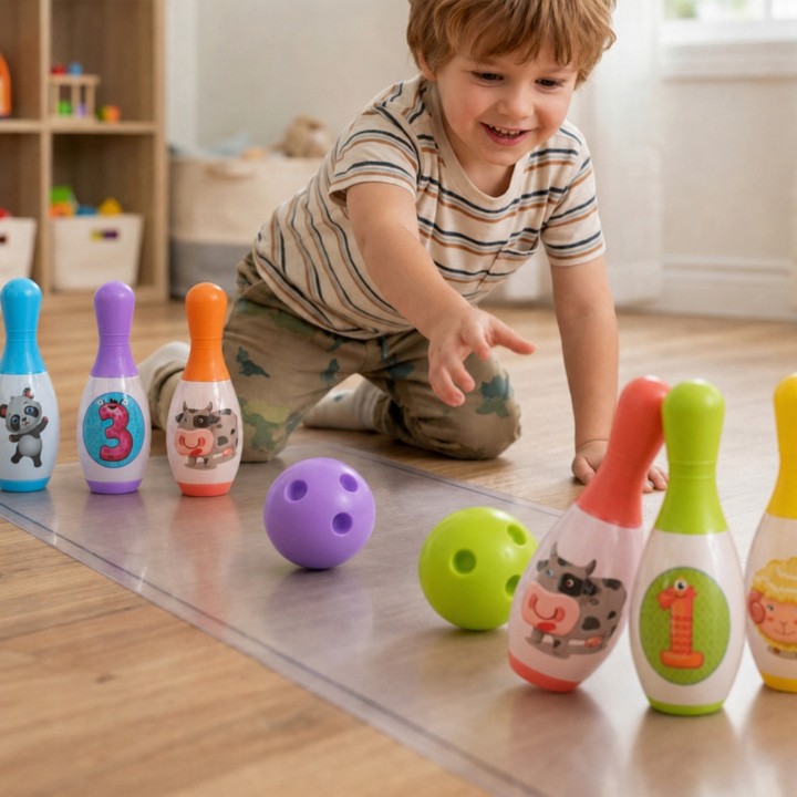 WOOPIE Bowling for Children Animals and Numbers 8 pieces - Joy in the Game