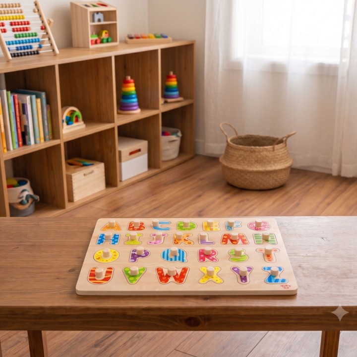 Drewniane Puzzle Alfabet z Uchwytami Tooky Toy - Nauka i Zabawa