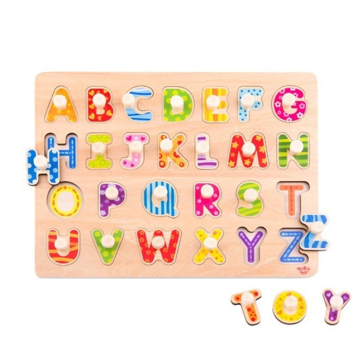 Drewniane Puzzle Alfabet z Uchwytami Tooky Toy - Nauka i Zabawa