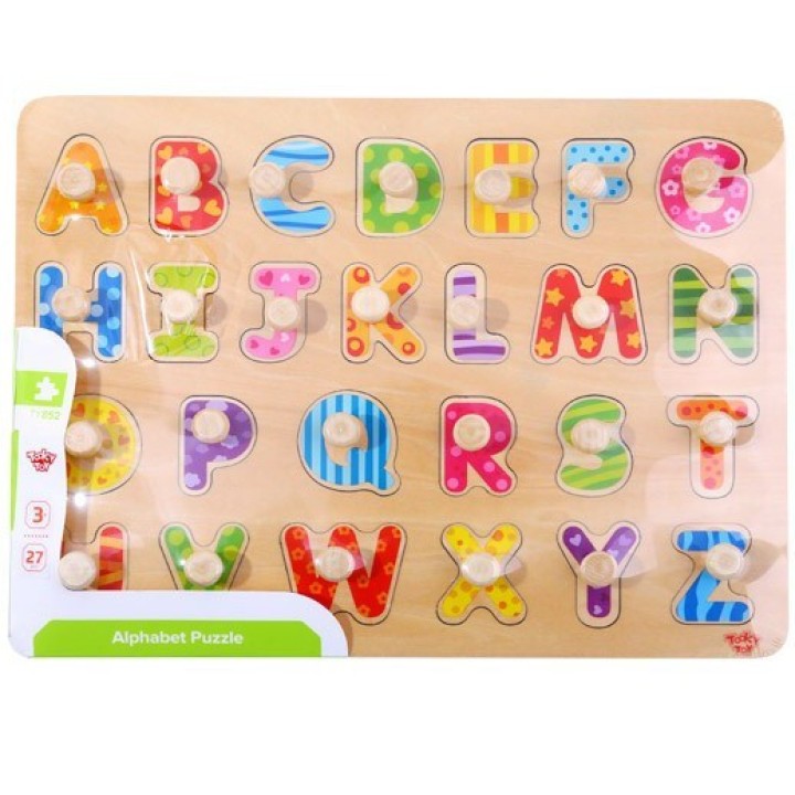 Drewniane Puzzle Alfabet z Uchwytami Tooky Toy - Nauka i Zabawa
