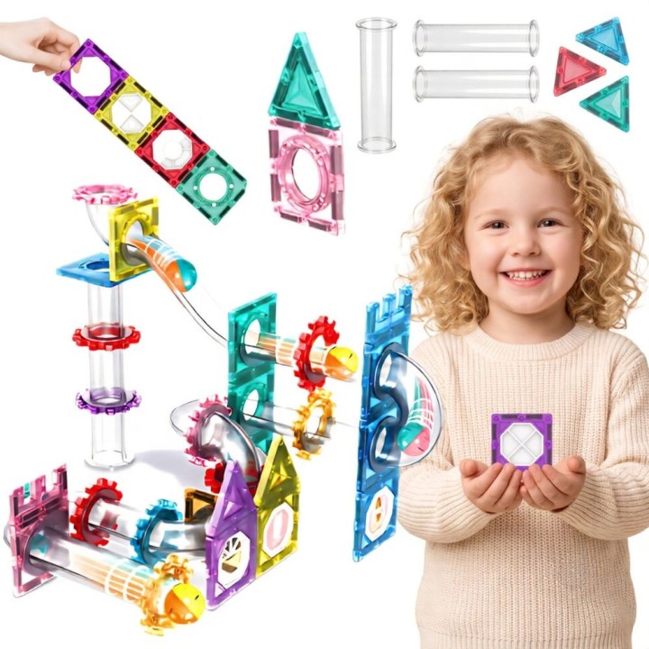 Klocki Magnetyczne Tor Kulkowy Kulodrom 126el WOOPIE - Zestaw 3D