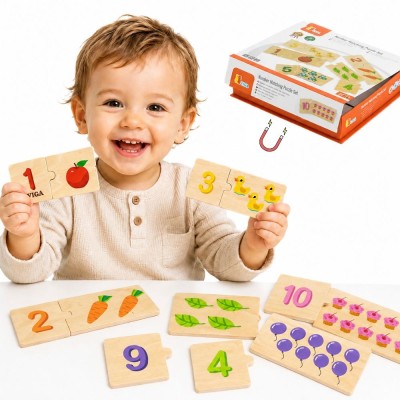 VIGA Drewniane Puzzle Dopasuj Liczby - Układanka Montessori