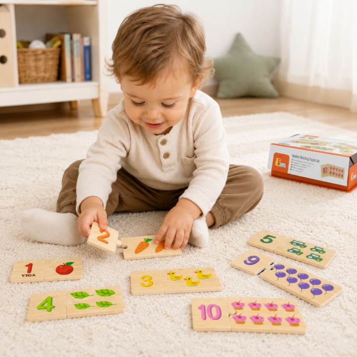 VIGA Drewniane Puzzle Dopasuj Liczby - Układanka Montessori