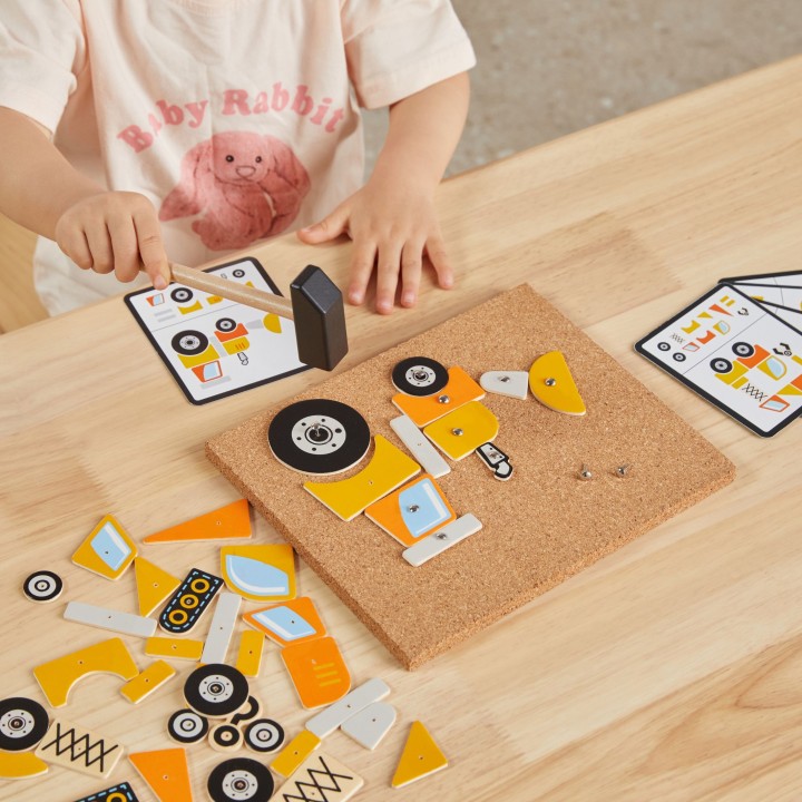 Viga Construction Vehicles Cork Nail Art - Creative Montessori Set