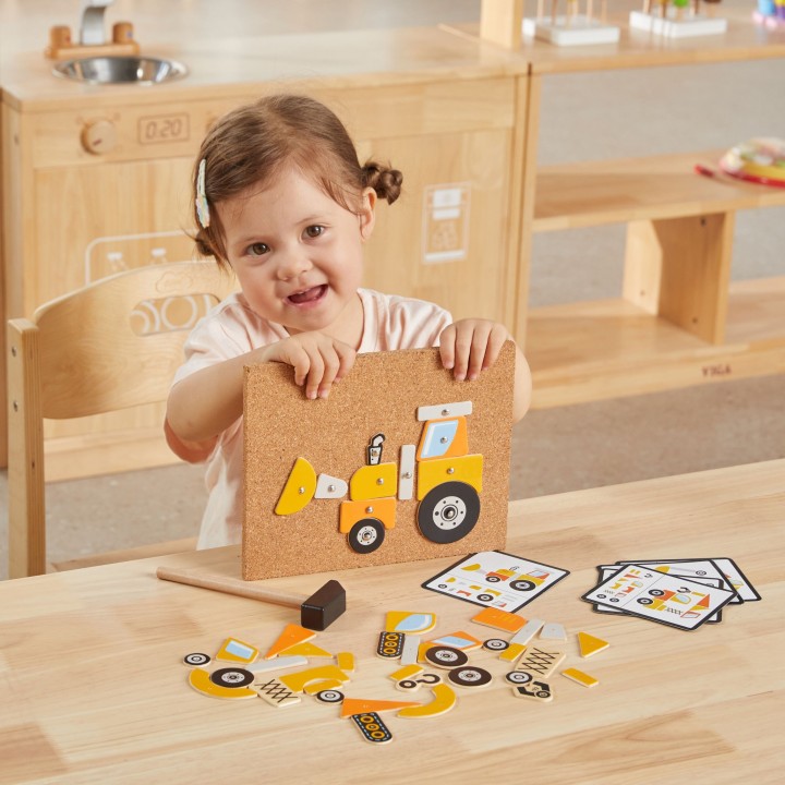 Viga Construction Vehicles Cork Nail Art - Creative Montessori Set