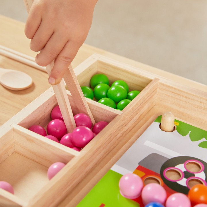 Drewniana Gra Kulki Złap i Dopasuj Układanka Montessori - Viga zabawa!