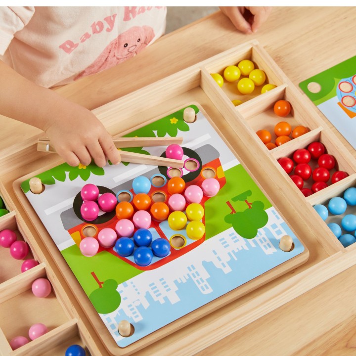 VIGA Wooden Ball Catch and Match Game - Montessori Puzzle