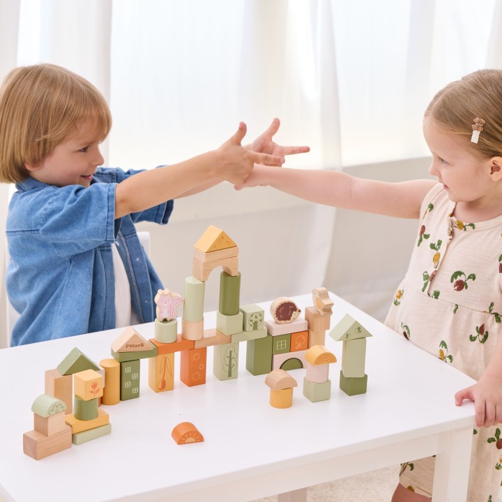 Drewniane Klocki VIGA PolarB Montessori - Zwierzęta 50 el.