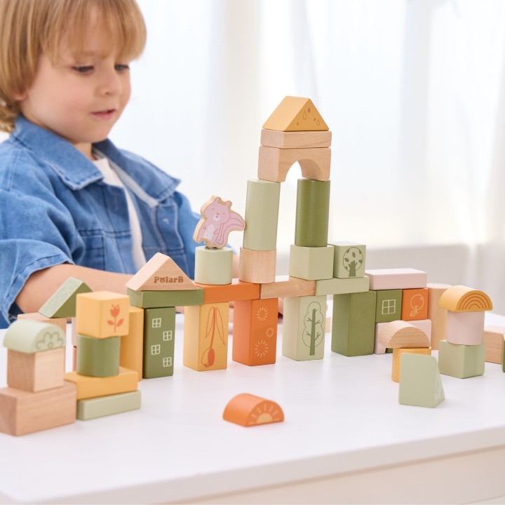 VIGA PolarB Montessori Wooden Blocks - Animals 50 pcs.