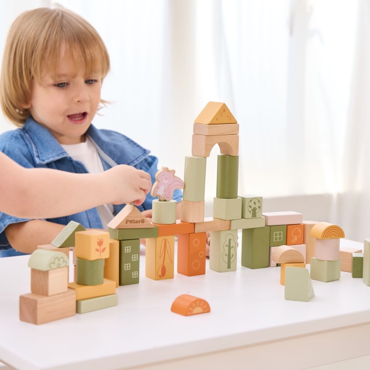 Drewniane Klocki VIGA PolarB Montessori - Zwierzęta 50 el.