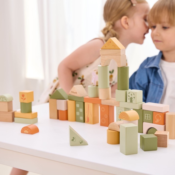 Drewniane Klocki VIGA PolarB Montessori - Zwierzęta 50 el.