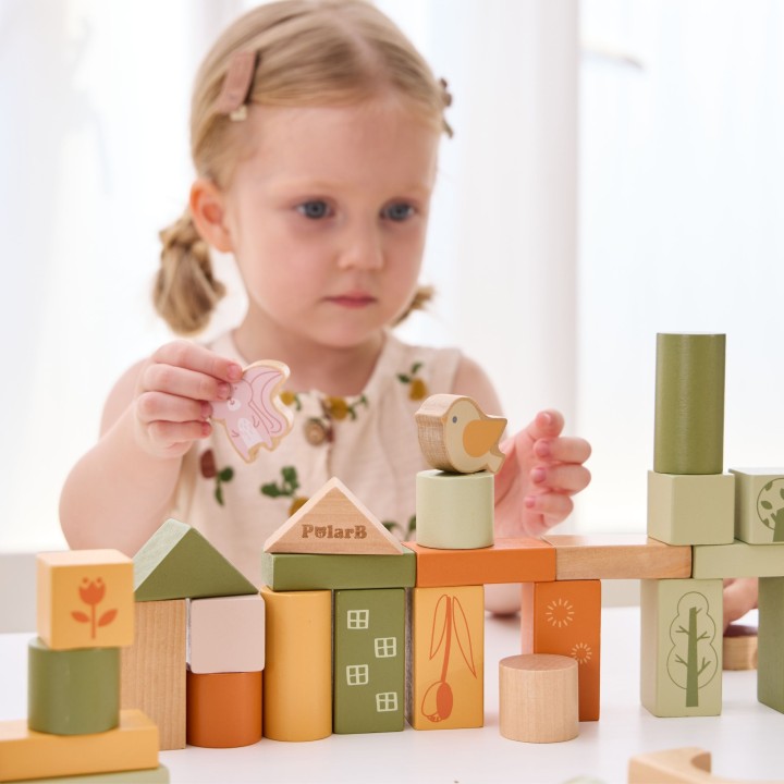 Drewniane Klocki VIGA PolarB Montessori - Zwierzęta 50 el.