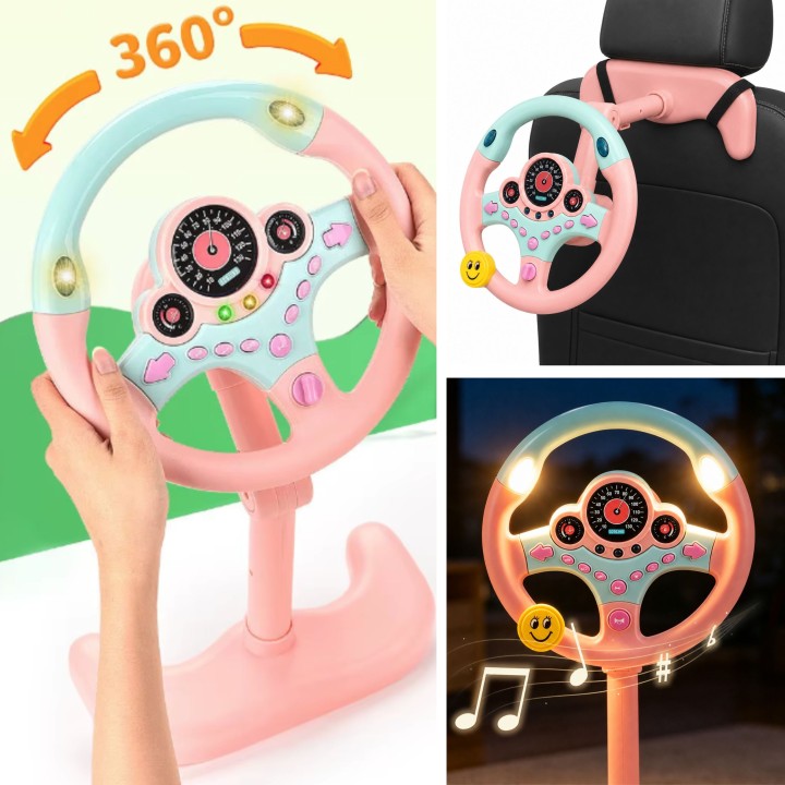Interactive pink WOOPIE steering wheel - lights and sounds