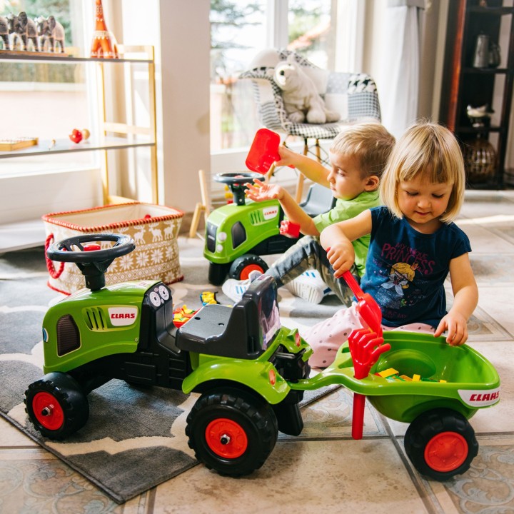 FALK Baby Claas Green Tractor with Trailer for Children 1+